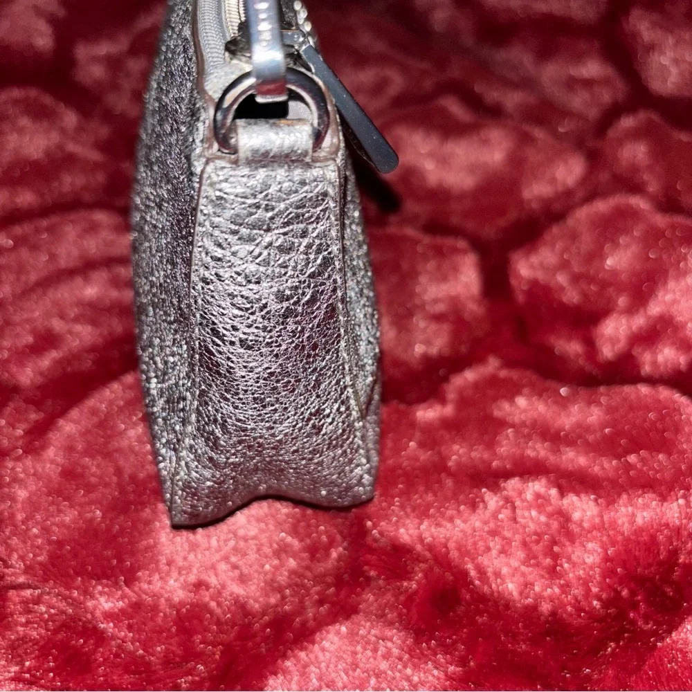 Michael Kors Mini Silver Metallic Pouchette Bag - Picture 14 of 15